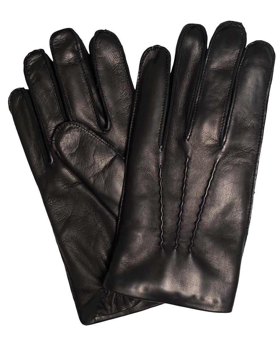 ralph lauren purple label classic glove with elasticized wrist black nappa 69p0y